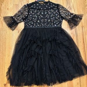 NEW IVY CITY CO PARIS DRESS black tiered tulle formal dress sequins size 3X
